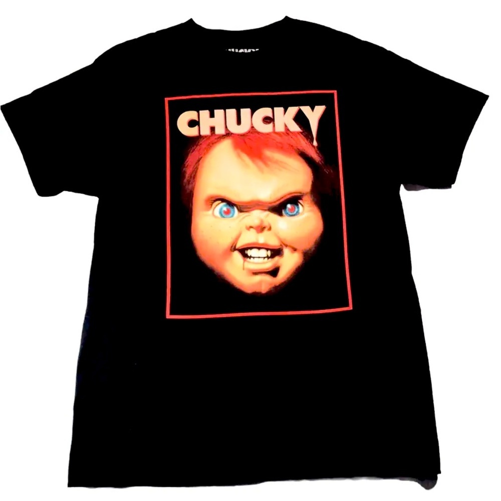 New Men’s Chucky Child's Play Black Graphic T-Shirt Size Large Halloween